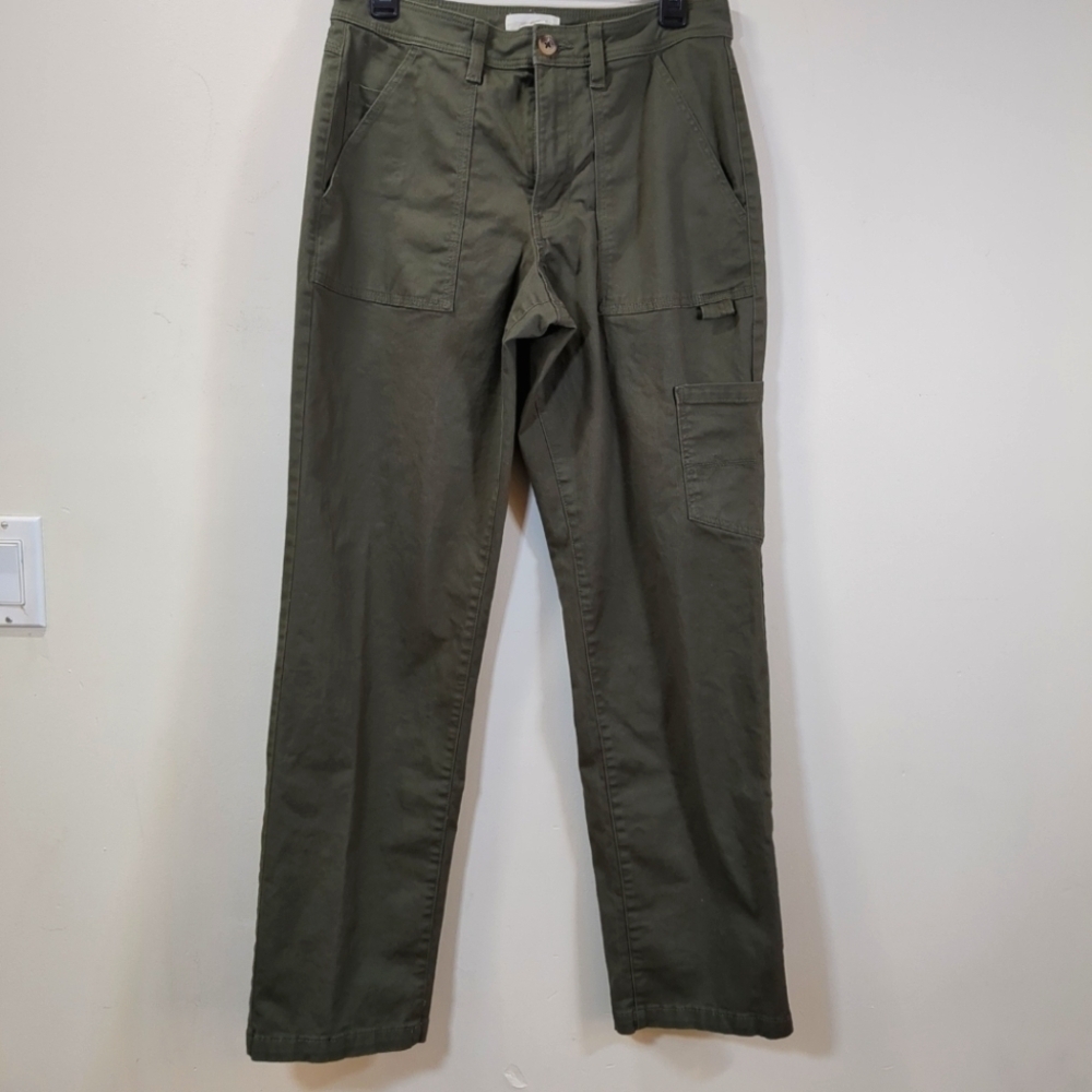 H & M Women's Dark Green Straight Leg Pants, Size 6